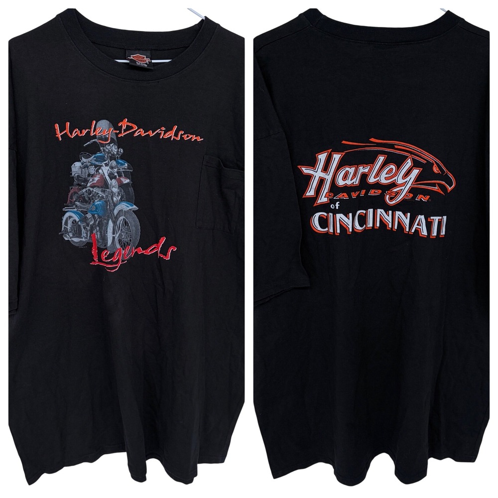Mens 4XL Harley Davidson Motorcycles Cincinnati Graphic T Shirt Biker Black